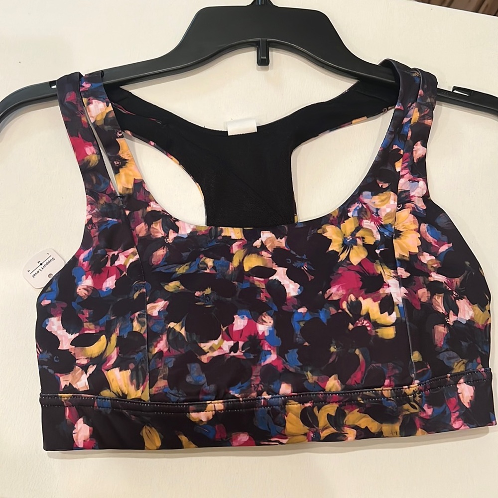 Floral Pixel Sports Bra